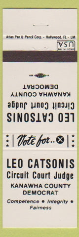 Matchbook Cover - Leo Catsonis Circut Judge Kanawha County WV
