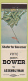 Matchbook Cover - Raymond Shafer Governor Adam Bower Assemblyman PA