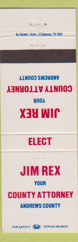 Matchbook Cover - Jim Rex County Attorney Andrews County TX