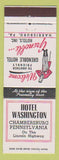 Matchbook Cover - Hotel Washington Chambersburg PA