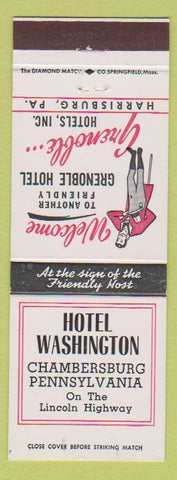 Matchbook Cover - Hotel Washington Chambersburg PA