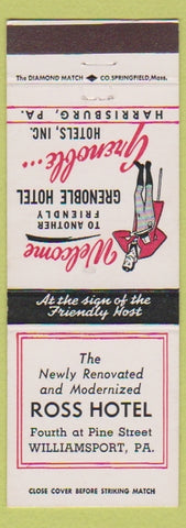 Matchbook Cover - Ross Hotel Williamsport PA