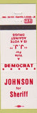 Matchbook Cover - JJ Johnson Sheriff election
