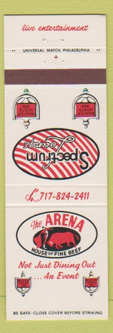 Matchbook Cover - Areana Restaurant Spectrum Lounge Wilkes Barre PA