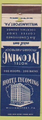 Matchbook Cover - Hotel Lycoming Williamsport PA