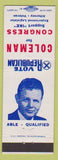 Matchbook Cover - Ike Coleman Congress