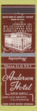 Matchbook Cover - Anderson Hotel San Luis Obispo CA