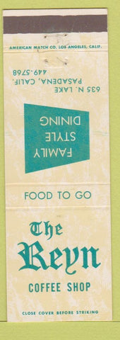 Matchbook Cover - Reyn Coffee Shop Pasadena CA
