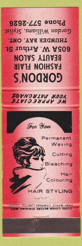 Matchbook Cover - Gordon's Beauty Salon Thunder Bay ON girlie