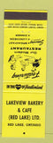 Matchbook Cover - Lakeview Bakery Cafe Red Lake ON