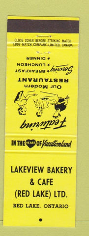 Matchbook Cover - Lakeview Bakery Cafe Red Lake ON