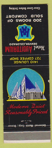 Matchbook Cover - Hotel Auditorium Denver Colorado