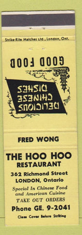 Matchbook Cover - Hoo Hoo Restaurant London ON