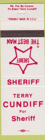 Matchbook Cover - Terry Cundiff Sheriff election