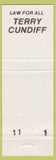 Matchbook Cover - Terry Cundiff Sheriff election