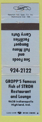 Matchbook Cover - Gropp's Restaurant Highland IN