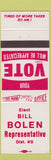 Matchbook Cover - Bill Bolen Representative District 9 Election