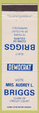 Matchbook Cover - Audrey L Briggs Clerk Courts Racine WI
