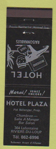 Matchbook Cover - Hotel Plaza Riviere Du Loup QC