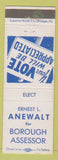 Matchbook Cover - Ernest L Anewalt Borough Assessor Palmerton PA Bucks County