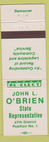 Matchbook Cover - John L O'Rein State Rep Democrat