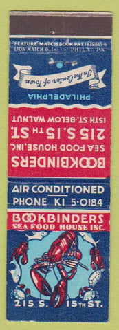 Matchbook Cover - Bookbinders Seafood Philadelphia PA