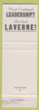 Matchbook Cover - Tom Laverne State Senate Monroe County Rochester? NY