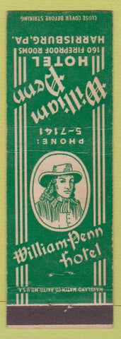 Matchbook Cover - William Penn Hotel Harrisburg PA green