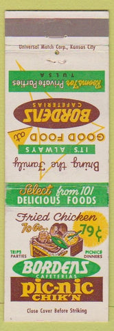 Matchbook Cover - Bordens Cafeteria Fried Chicken Tulsa OK