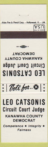 Matchbook Cover - Leo Catsonis Kanawha County Judge WV