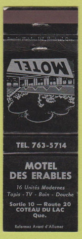 Matchbook Cover - Motel Des Erables Coteau Du Lac QC WEAR