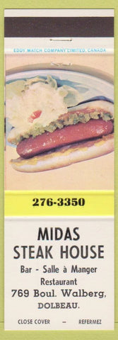 Matchbook Cover - Midas Steak House Dolbeau QC