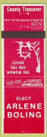 Matchbook Cover - Arlene Boling Election Treasurer NC? East Carolina University?