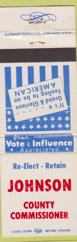 Matchbook Cover - Johnson County Commissioner