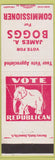 Matchbook Cover - James A Boggs Commissioner
