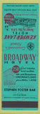 Matchbook Cover - Broadway Hotel Cincinnati OH Kemper Lane