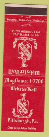 Matchbook Cover - Webster Hall Hotel Pittsburgh PA red