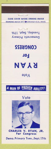Matchbook Cover - Charles V Ryan for Congress Springfield MA?