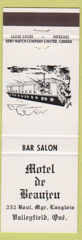 Matchbook Cover - Motel De Beaujeu Valleyfield QC