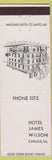 Matchbook Cover - Hotel James Wilson Carlisle PA