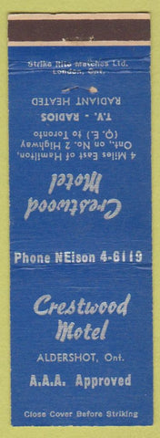 Matchbook Cover - Crestwood Motel Aldershot ON