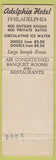 Matchbook Cover - Adelphia Hotel Philadelphia PA