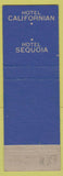 Matchbook Cover - Hotel Californian Fresno CA