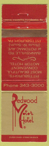 Matchbook Cover - Redwood Motor Hotel Pittsburgh PA #2 WEAR