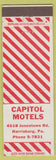 Matchbook Cover - Capitol Motels Harrisburg PA