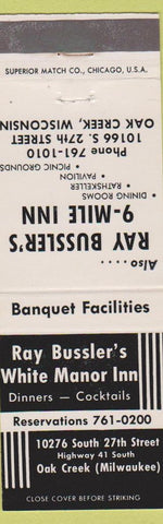 Matchbook Cover - Ray Bussler's White Manor Inn Milwaukee WI Oak Creek