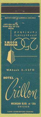 Matchbook Cover - Hotel Crillon Chicago IL