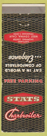 Matchbook Cover - Stats Charbroiler West Covina CA CREASE