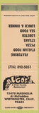 Matchbook Cover - Vgo's Restaurant Pizza Westminster CA