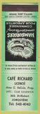 Matchbook Cover - Cafe Richard Jonquiere QC